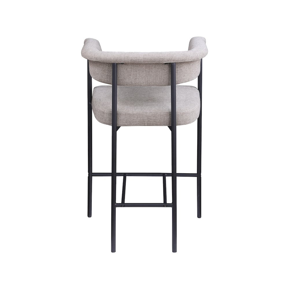 Malin Taupe Linen Textured Fabric Counter Stool, Set of 2