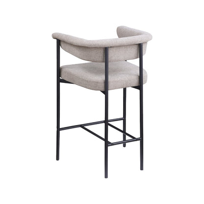 Malin Taupe Linen Textured Fabric Counter Stool, Set of 2