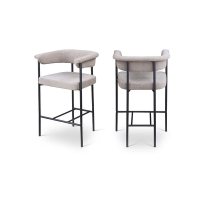 Malin Taupe Linen Textured Fabric Counter Stool, Set of 2
