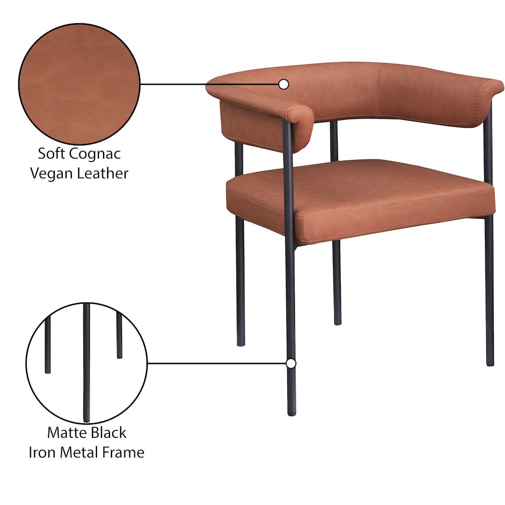 Malin Cognac Vegan Leather Dining Chair, Set of 2