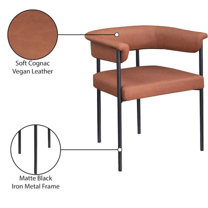 Malin Cognac Vegan Leather Dining Chair, Set of 2