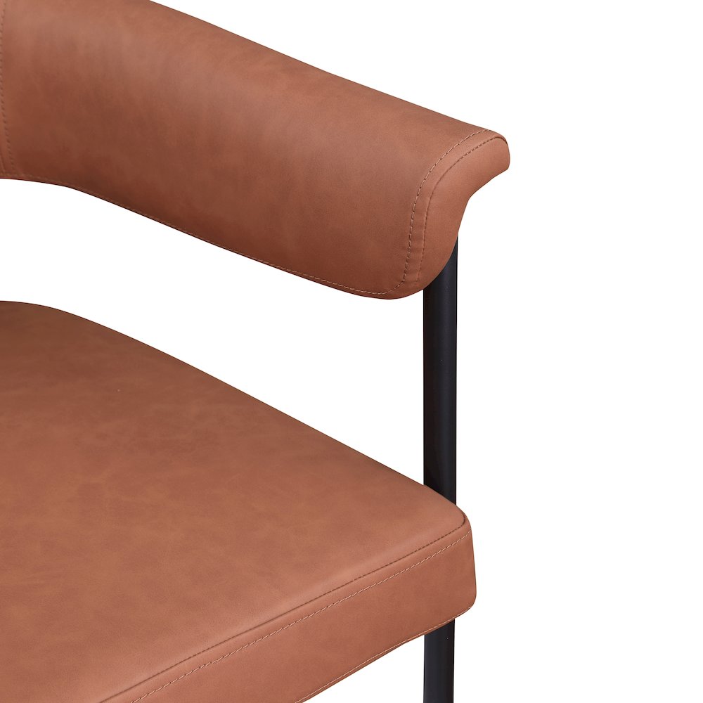 Malin Cognac Vegan Leather Dining Chair, Set of 2