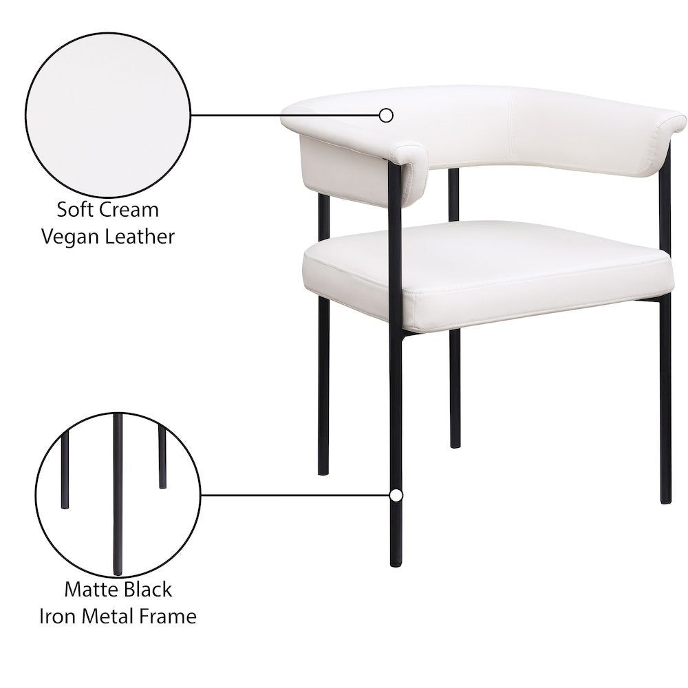 Malin Cream Vegan Leather Dining Chair, Set of 2