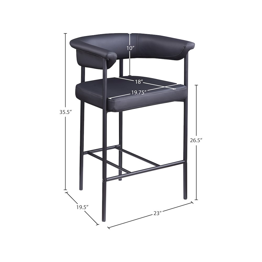 Malin Black Vegan Leather Counter Stool, Set of 2
