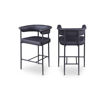 Malin Black Vegan Leather Counter Stool, Set of 2