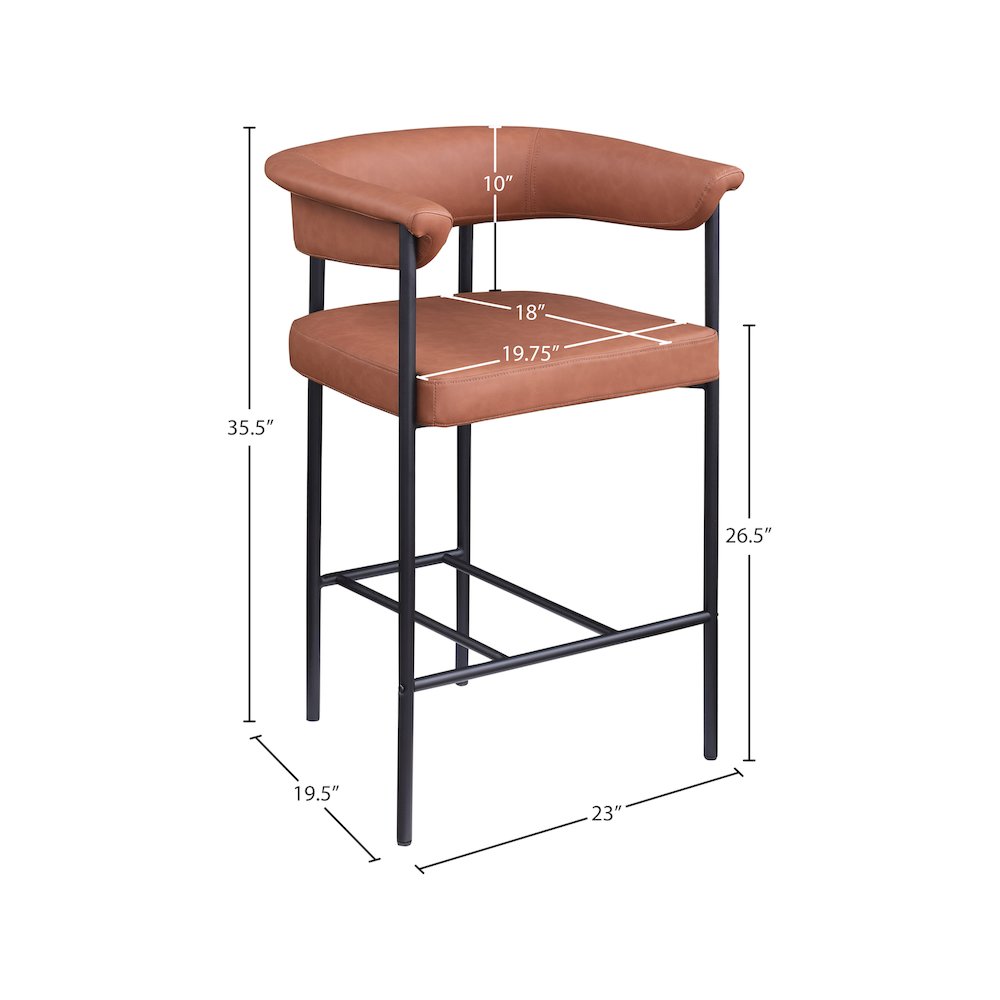 Malin Cognac Vegan Leather Counter Stool, Set of 2