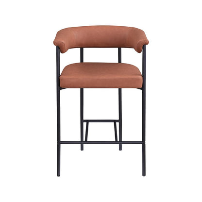 Malin Cognac Vegan Leather Counter Stool, Set of 2
