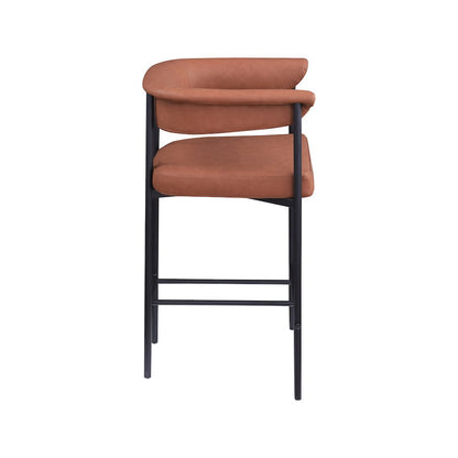 Malin Cognac Vegan Leather Counter Stool, Set of 2