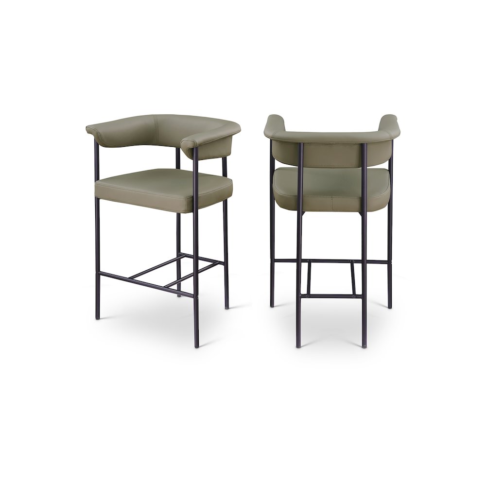 Malin Olive Vegan Leather Counter Stool, Set of 2