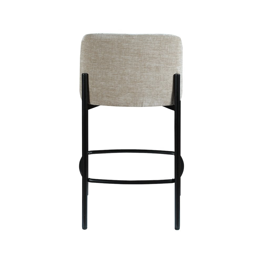 Burton Beige Chenille Fabric Stool, Set of 2