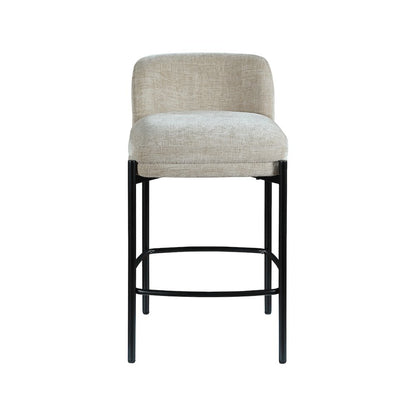 Burton Beige Chenille Fabric Stool, Set of 2