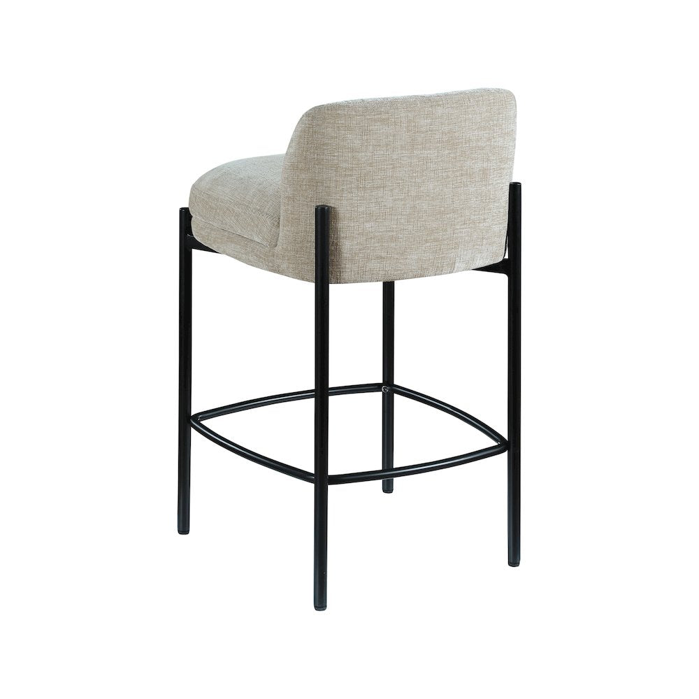 Burton Beige Chenille Fabric Stool, Set of 2