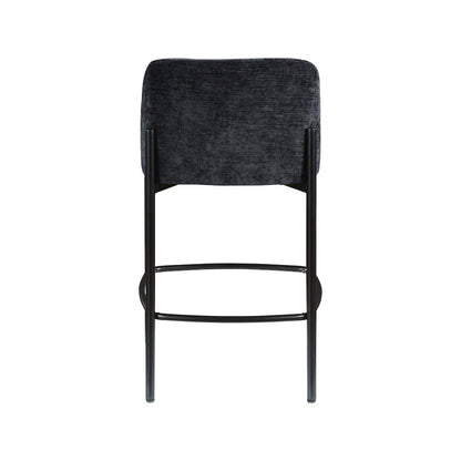 Burton Black Chenille Fabric Stool, Set of 2