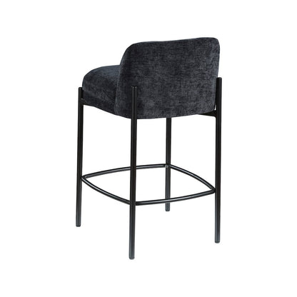 Burton Black Chenille Fabric Stool, Set of 2