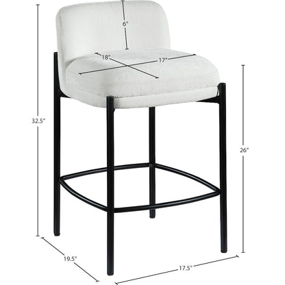 Burton Cream Chenille Fabric Stool, Set of 2