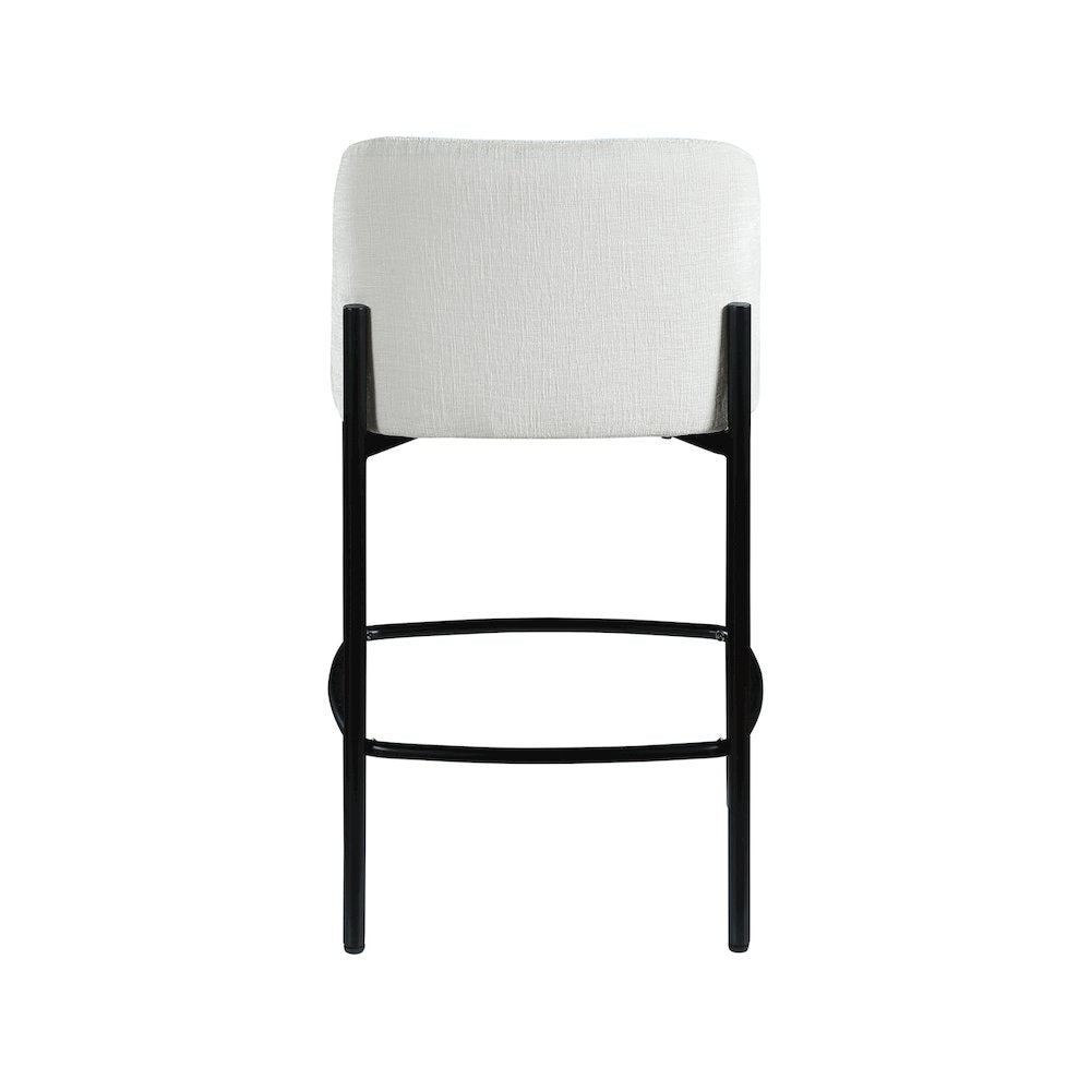 Counter Height Bar Stools with Back, Set of 2, Cream Chenille Fabric