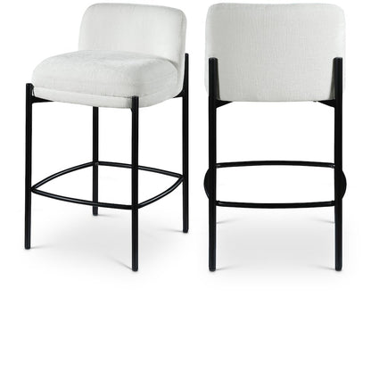Burton Cream Chenille Fabric Stool, Set of 2
