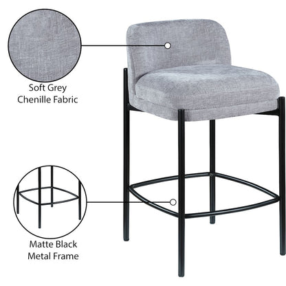 Burton Grey Chenille Fabric Stool, Set of 2