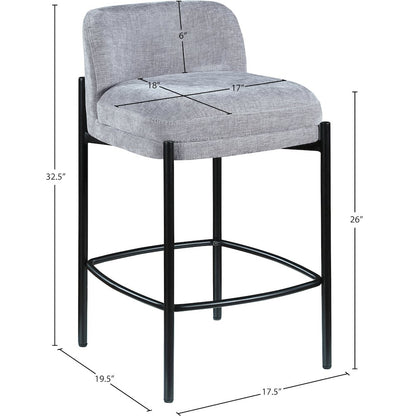 Burton Grey Chenille Fabric Stool, Set of 2