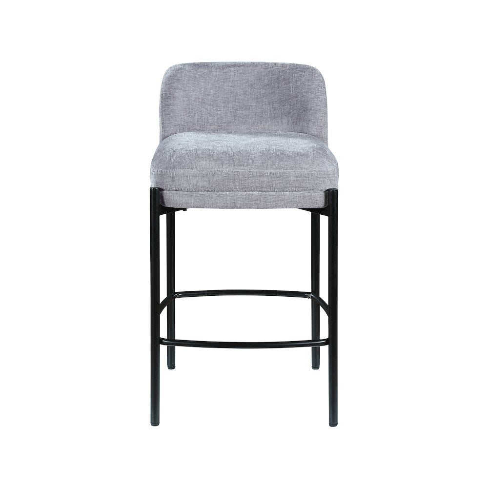 Burton Grey Chenille Fabric Stool, Set of 2