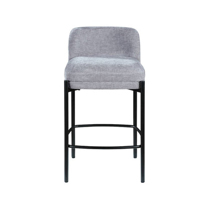Burton Grey Chenille Fabric Stool, Set of 2