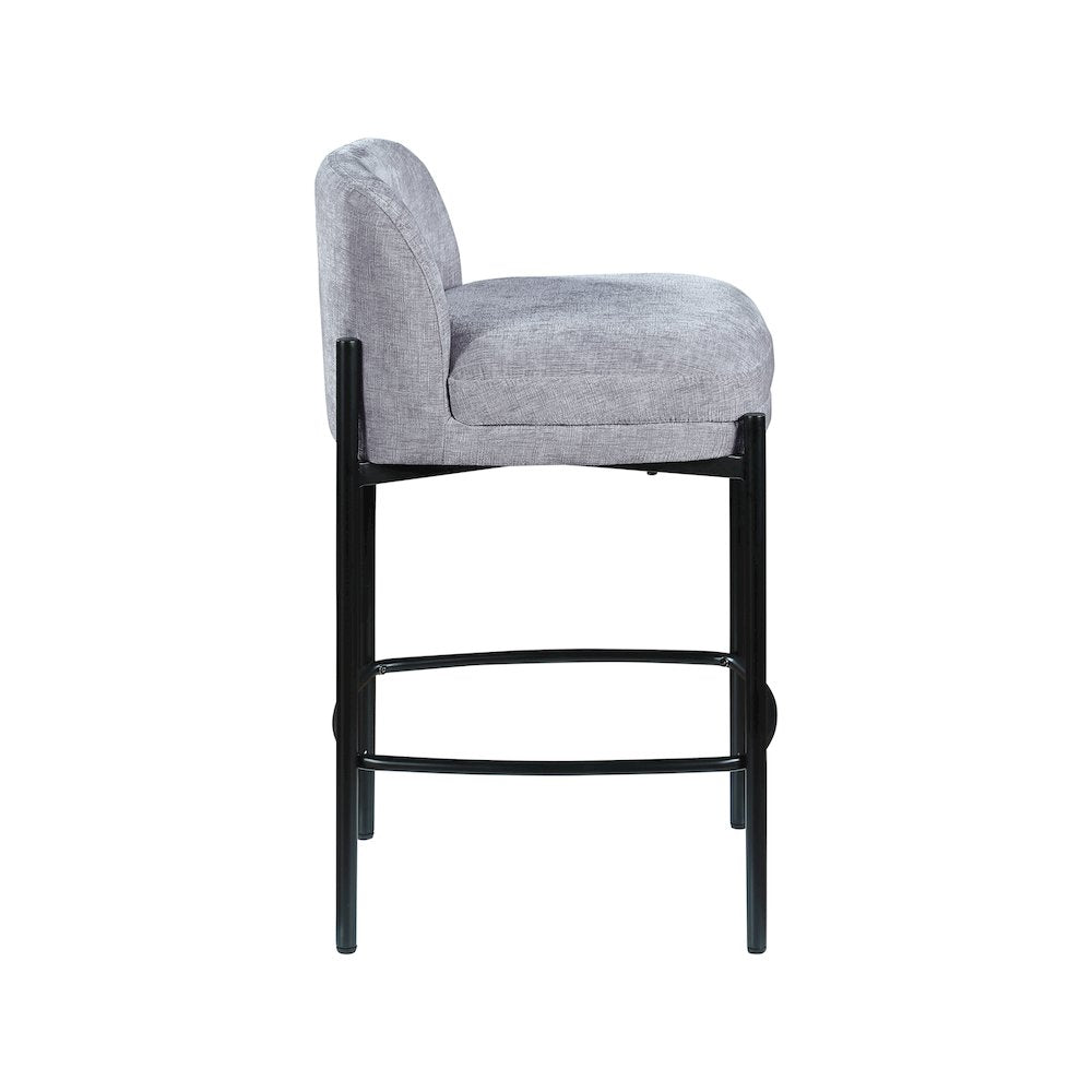 Burton Grey Chenille Fabric Stool, Set of 2