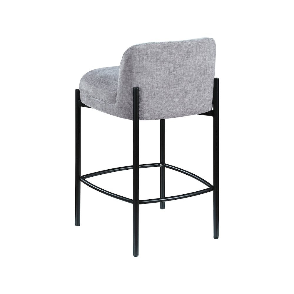 Burton Grey Chenille Fabric Stool, Set of 2