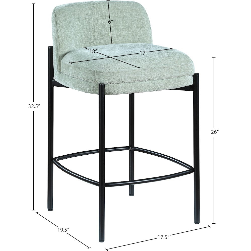 Burton Mint Chenille Fabric Stool, Set of 2