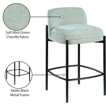 Burton Mint Chenille Fabric Stool, Set of 2