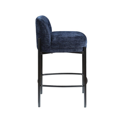 Burton Navy Chenille Fabric Stool, Set of 2