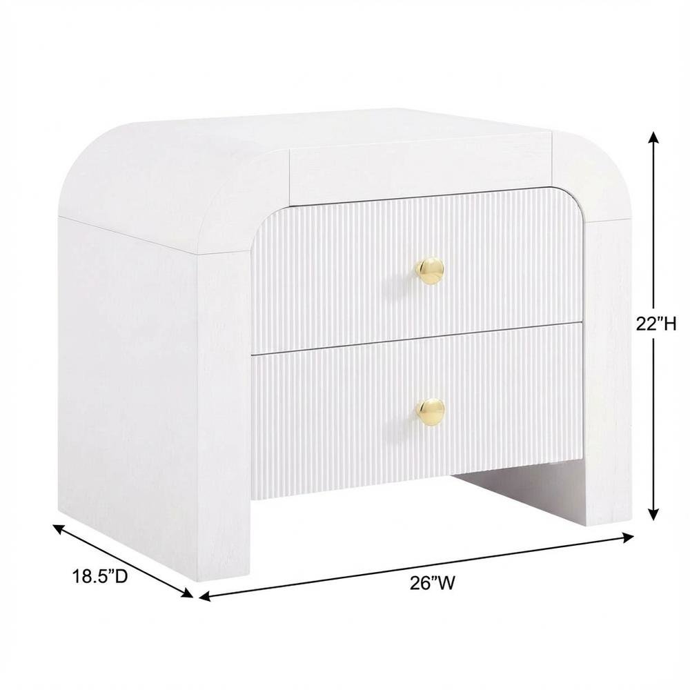 Contemporary White Nightstand with Smooth Finish for Bedroom Use