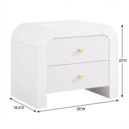 Contemporary White Nightstand with Smooth Finish for Bedroom Use