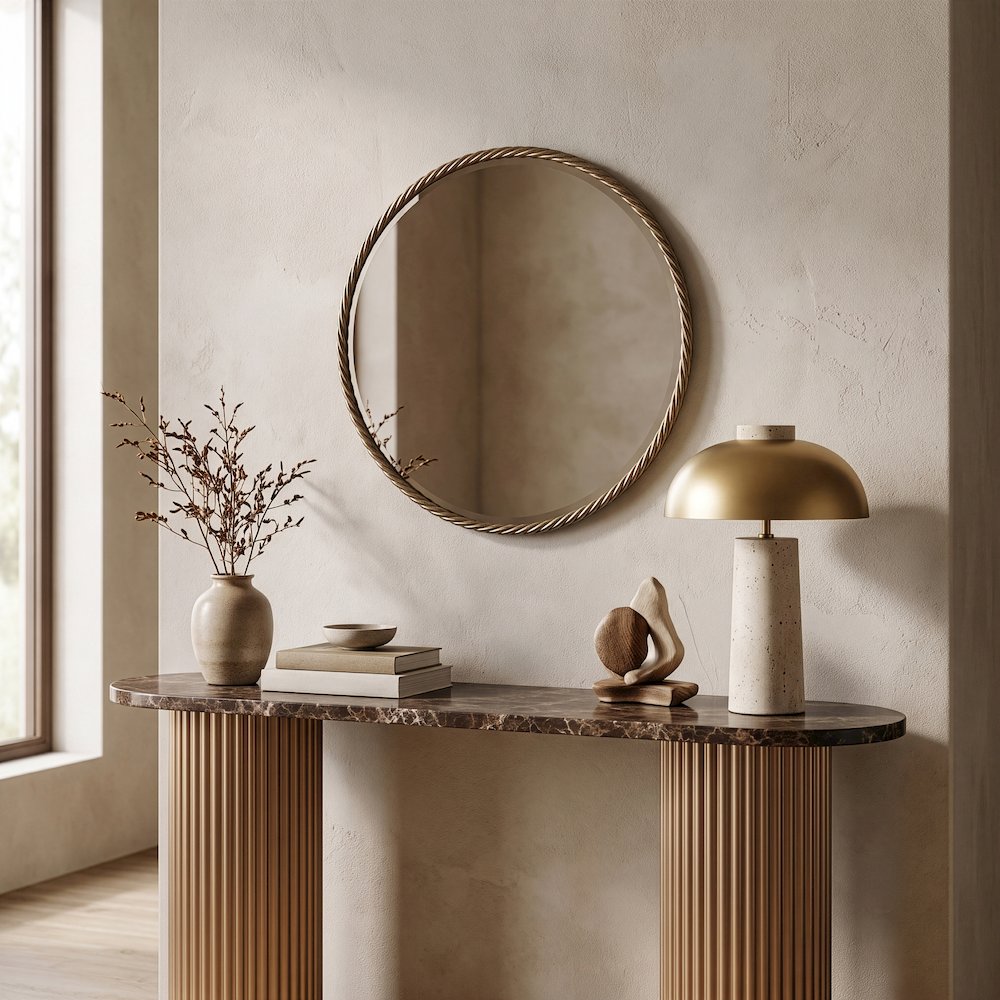 Braida 23.75" Antique Brass Iron Frame Mirror