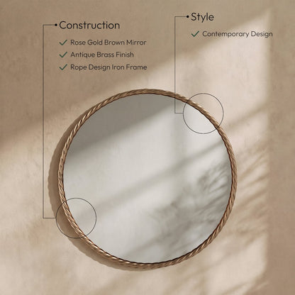 Braida 36" Antique Brass Iron Frame Mirror
