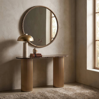Braida 36" Antique Brass Iron Frame Mirror