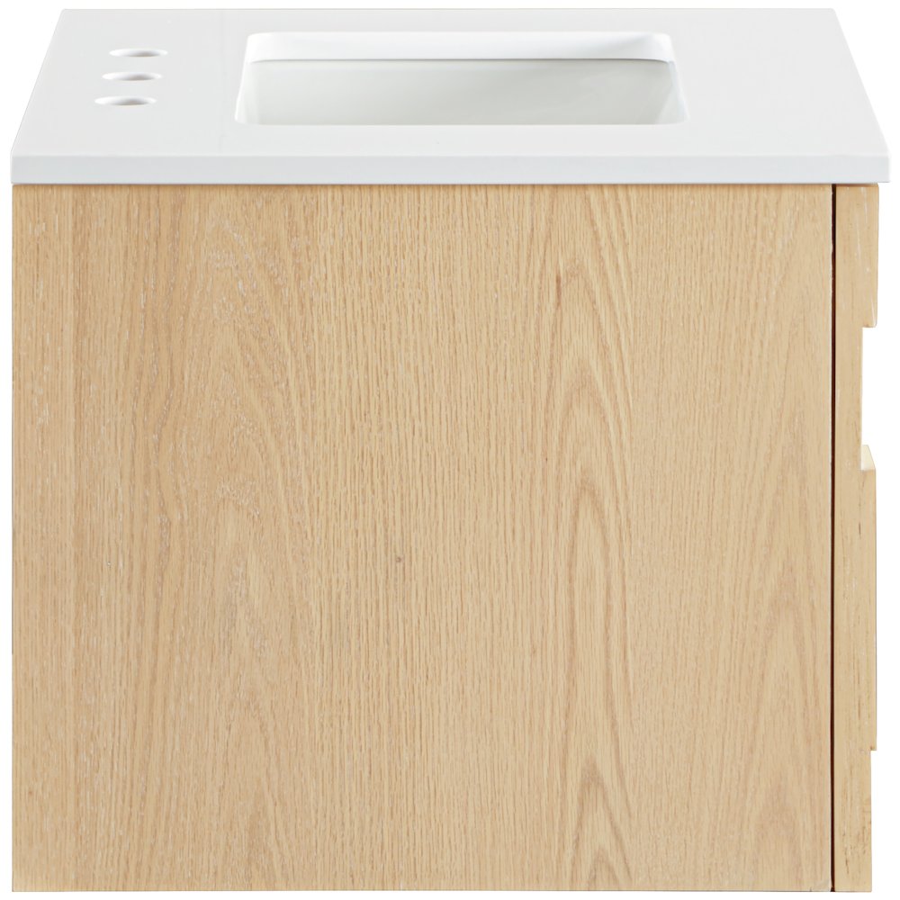 Leonardo 24" Natural Engineered Stone And Wood Wall Mounted Bathroom Vanity