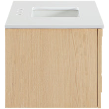 Leonardo 36" Natural Engineered Stone And Wood Wall Mounted Bathroom Vanity