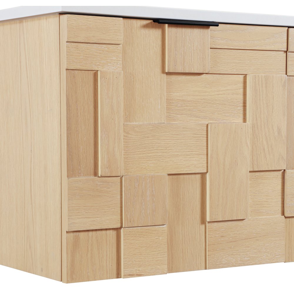 Leonardo 36" Natural Engineered Stone And Wood Wall Mounted Bathroom Vanity