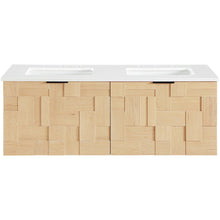 Leonardo 48" Natural Engineered Stone And Wood Wall Mounted Bathroom Vanity