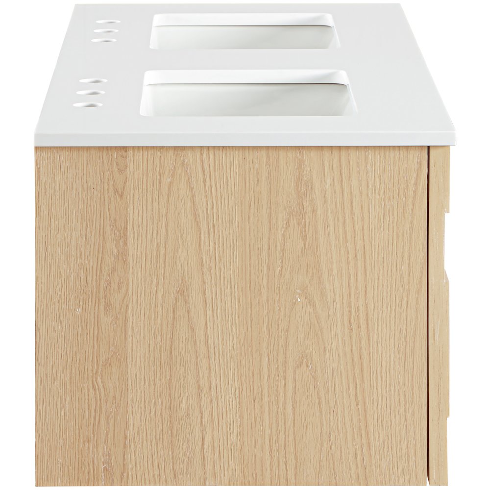Leonardo 48" Natural Engineered Stone And Wood Wall Mounted Bathroom Vanity