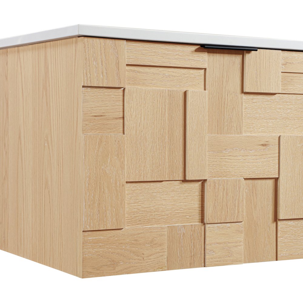 Leonardo 48" Natural Engineered Stone And Wood Wall Mounted Bathroom Vanity