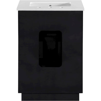 Willard 24" Black Engineered Stone And Solid Wood Bathroom Vanity