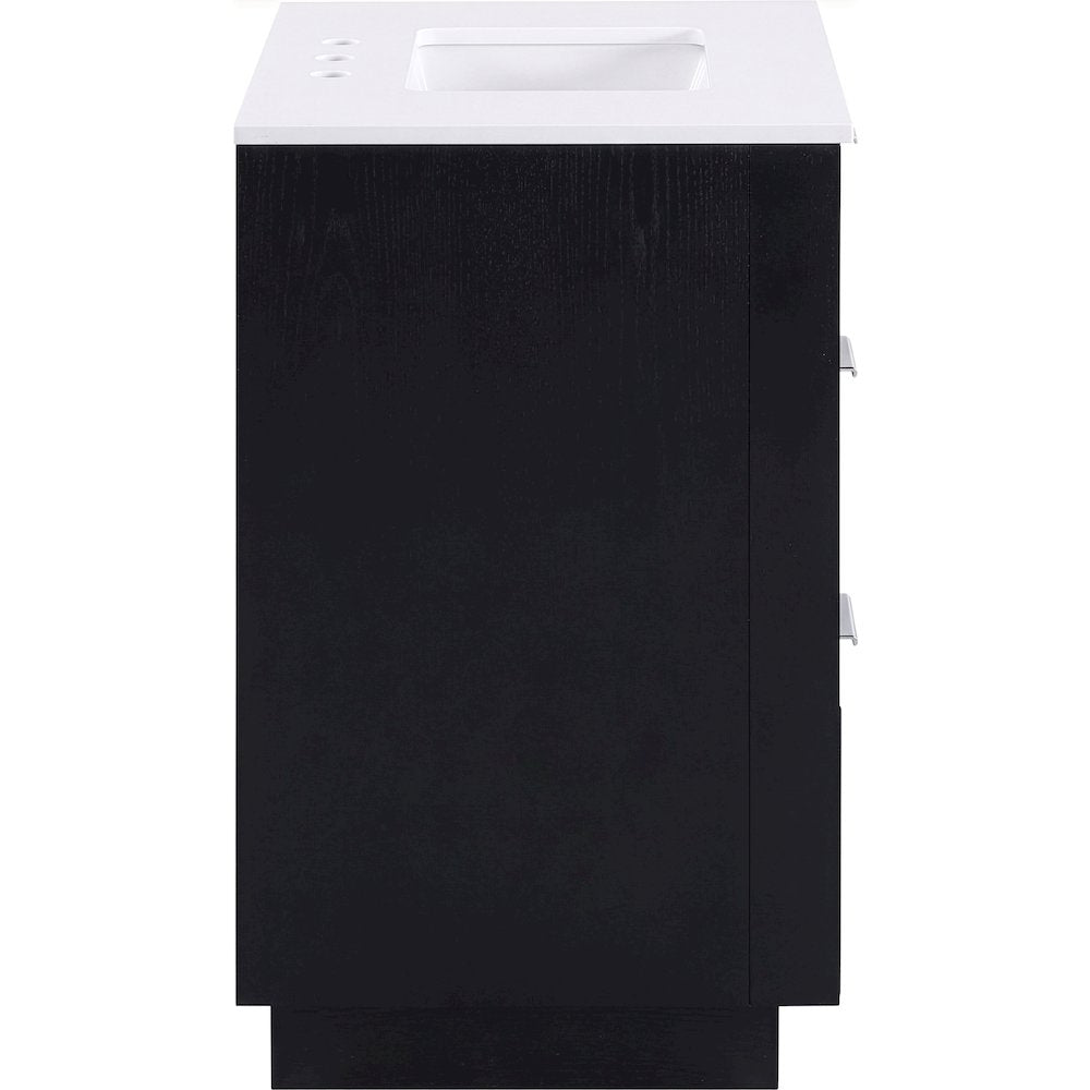 Willard 30" Black Engineered Stone And Solid Wood Bathroom Vanity