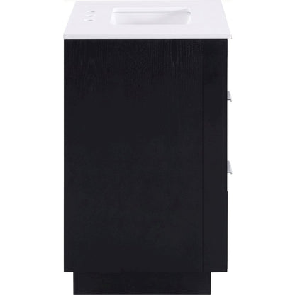 Willard 30" Black Engineered Stone And Solid Wood Bathroom Vanity