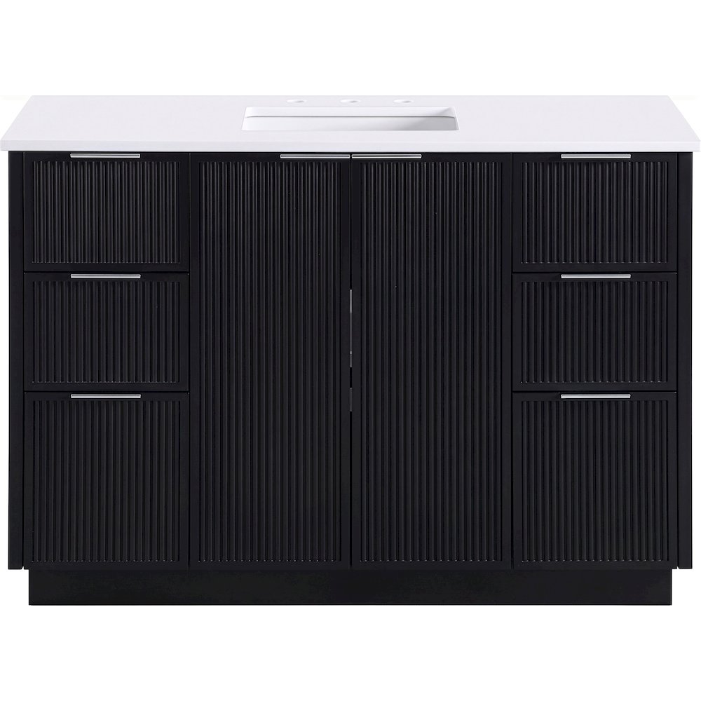 Willard 48" Black Engineered Stone And Solid Wood Bathroom Vanity