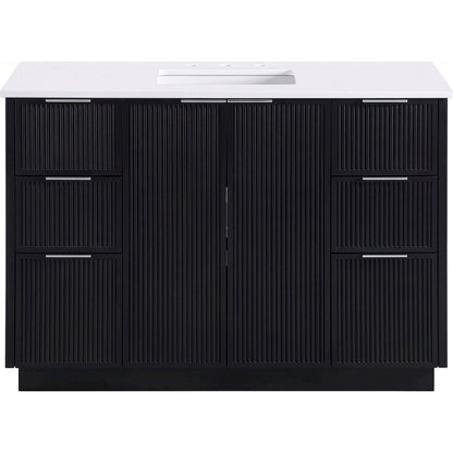 Willard 48" Black Engineered Stone And Solid Wood Bathroom Vanity