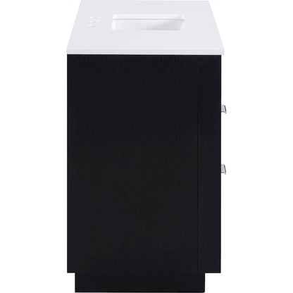 Willard 48" Black Engineered Stone And Solid Wood Bathroom Vanity