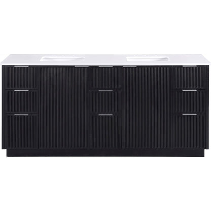 Willard 72" Black Engineered Stone And Solid Wood Bathroom Vanity