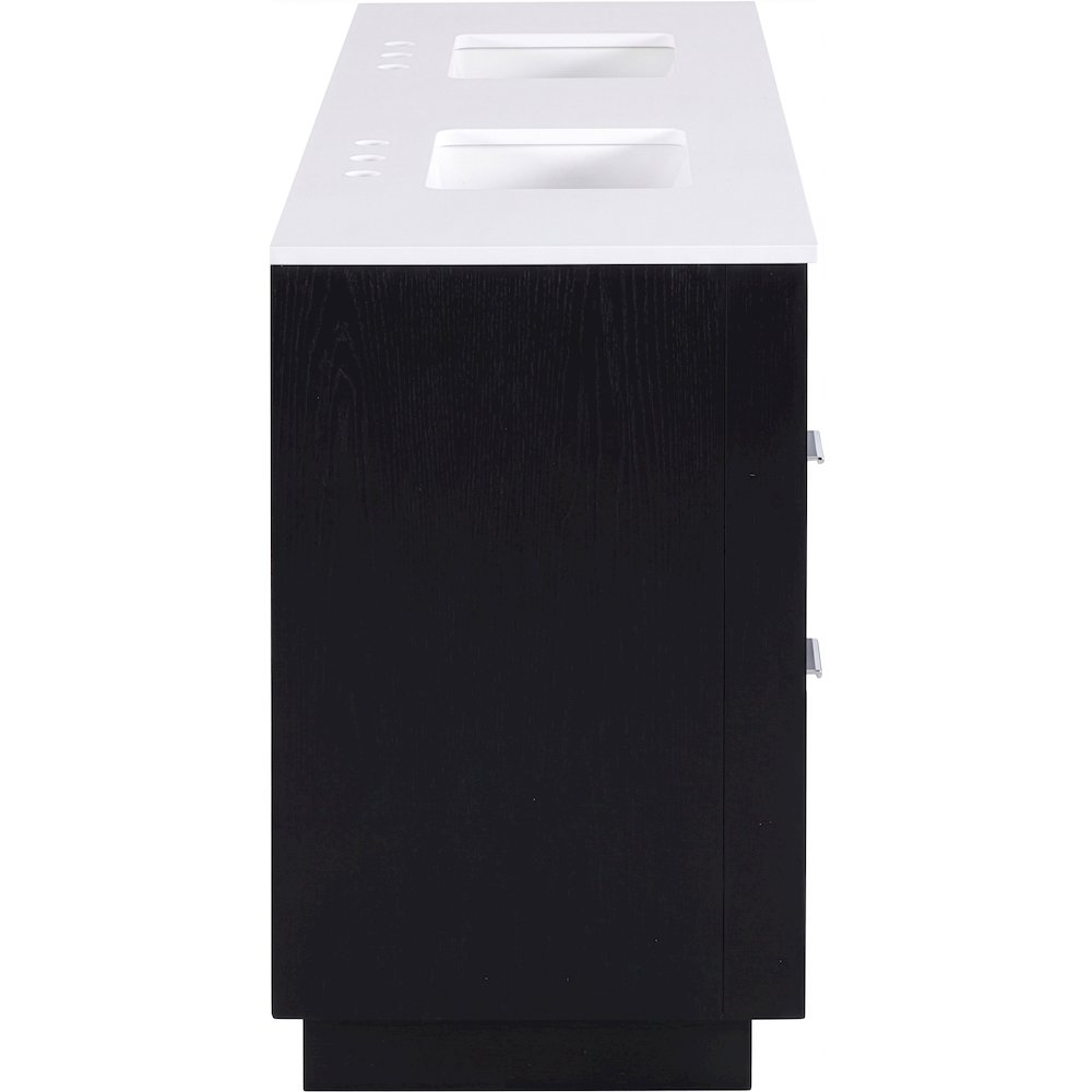 Willard 72" Black Engineered Stone And Solid Wood Bathroom Vanity