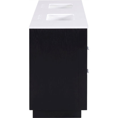 Willard 72" Black Engineered Stone And Solid Wood Bathroom Vanity